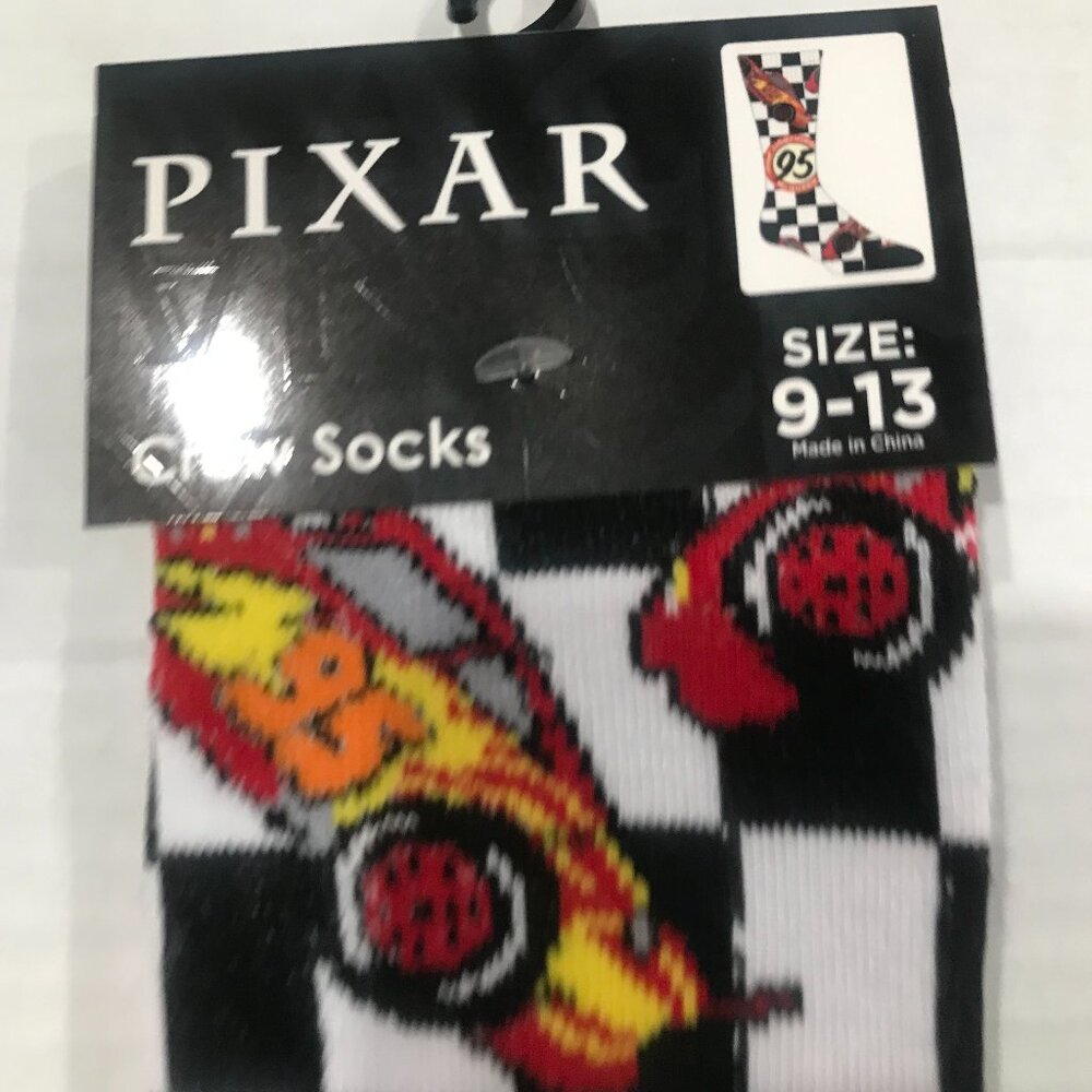 Pixar, Pixar Crew Socks, Lighting McQueen, Crew Socks, Size 9-13